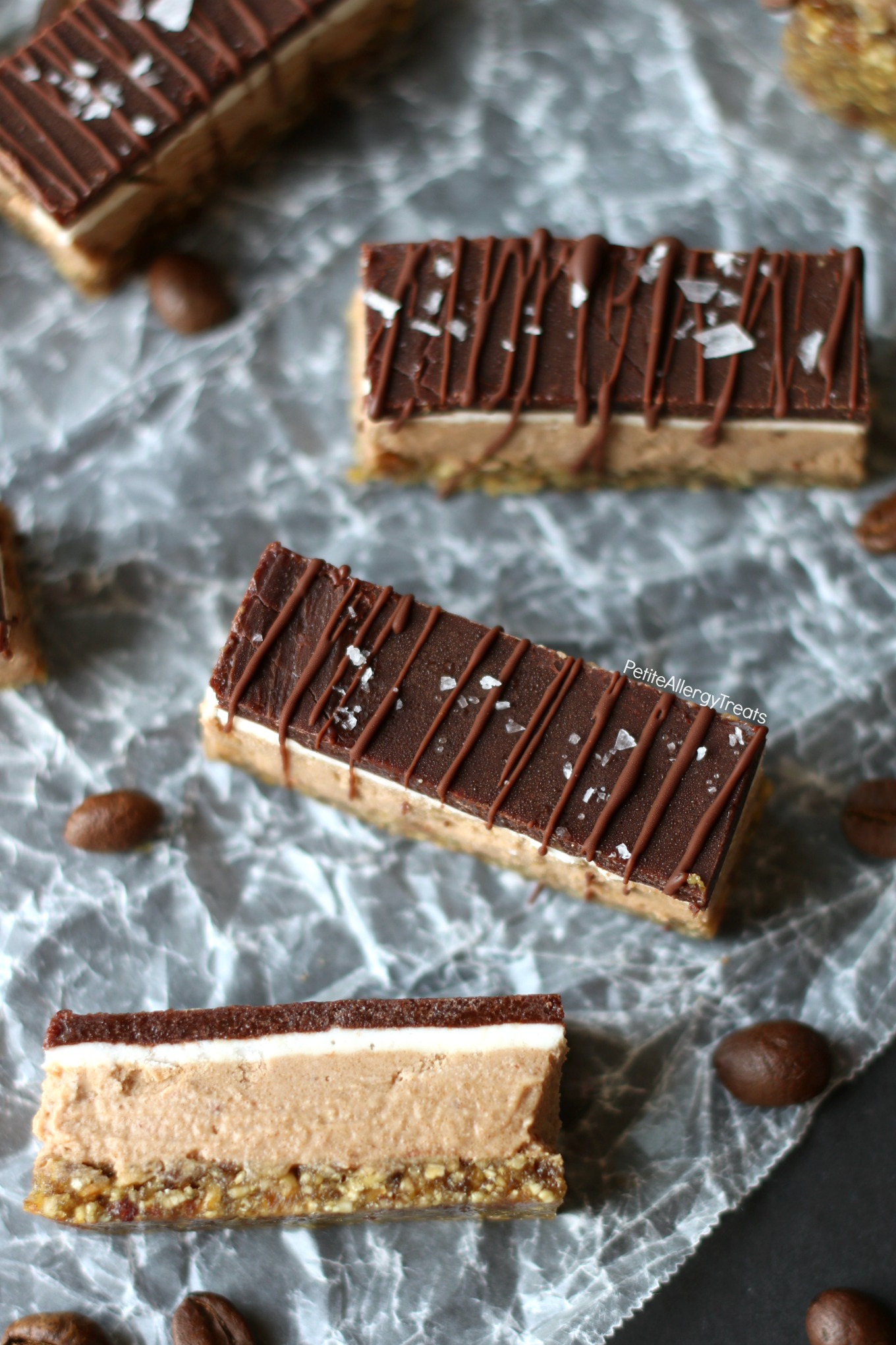 Dairy Free Espresso Coffee Cream Bars Recipe (Raw Vegan)- Creamy energy filled gluten free nut free chocolate bar. Food allergy friendly.