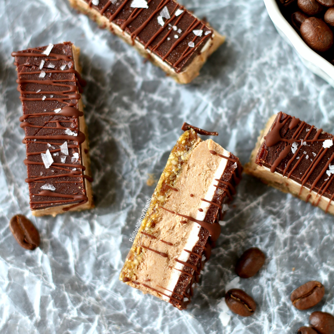 Vegan Espresso Coffee Cream Bars Recipe (Dairy Free Raw)- Creamy energy filled gluten free nut free chocolate bar. Food allergy friendly.