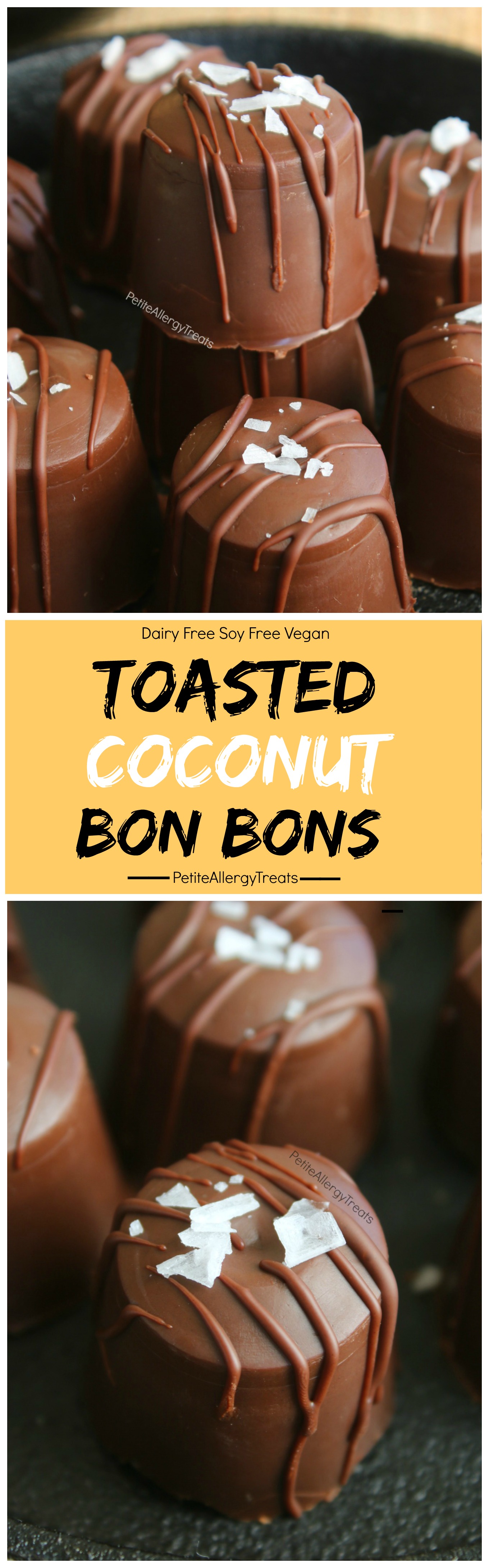 Chocolate Toasted Coconut Bon Bons or Truffles Recipe- Dairy free vegan chocolate make these coconut chocolates food allergy friendly. Perfect for parties!