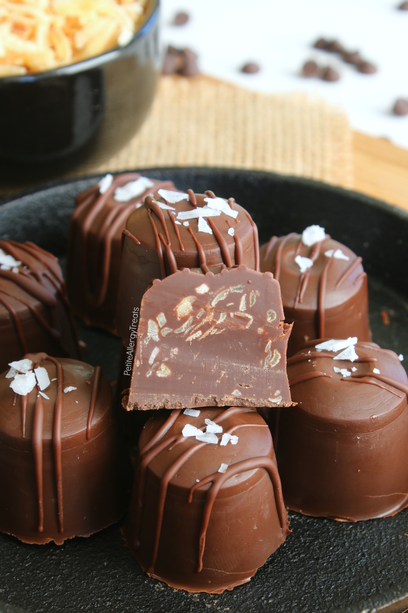 Chocolate Toasted Coconut Truffles (Bon Bons) Recipe- Dairy free vegan chocolate make these coconut chocolates food allergy friendly. Perfect for parties!