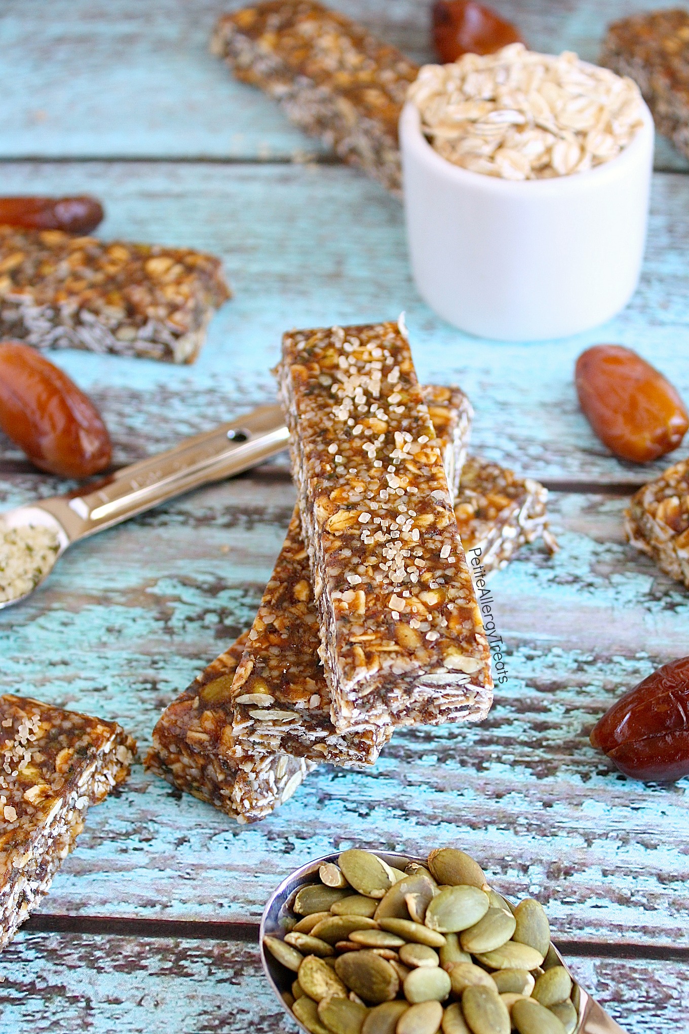 Gingersnap Granola Bars Recipe (nut free Vegan)- Healthier gluten free protein packed gingersnap granola bars. Food Allergy Friendly.