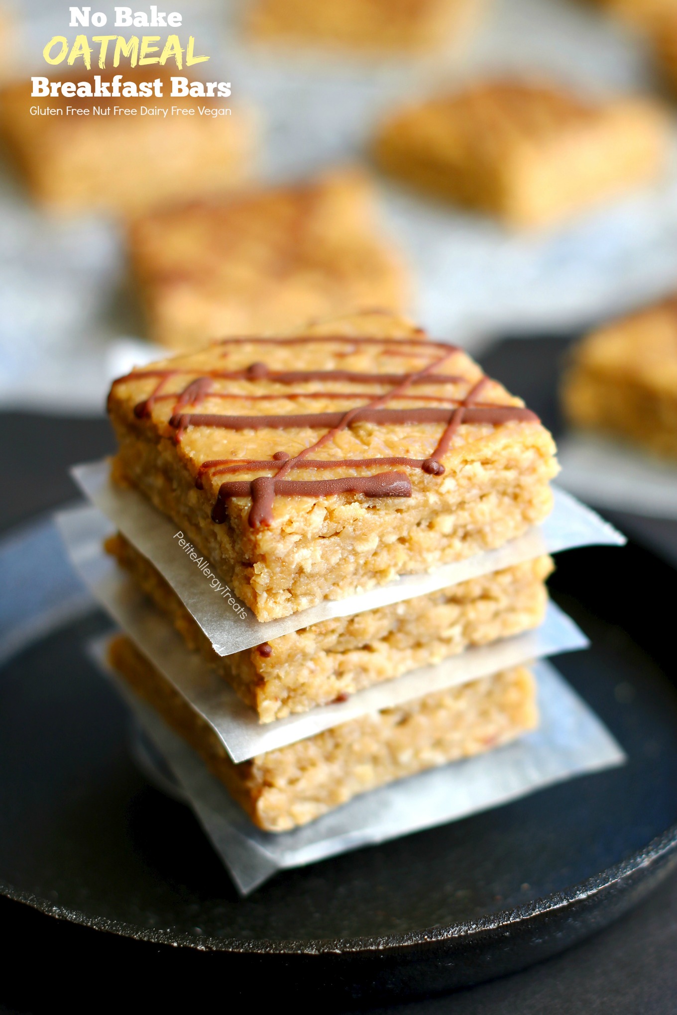 No Bake Gluten Free Oatmeal Breakfast Bars Recipe (nut free Vegan)- Easy healthy breakfast bars packed with nut free protein. Food Allergy Friendly!