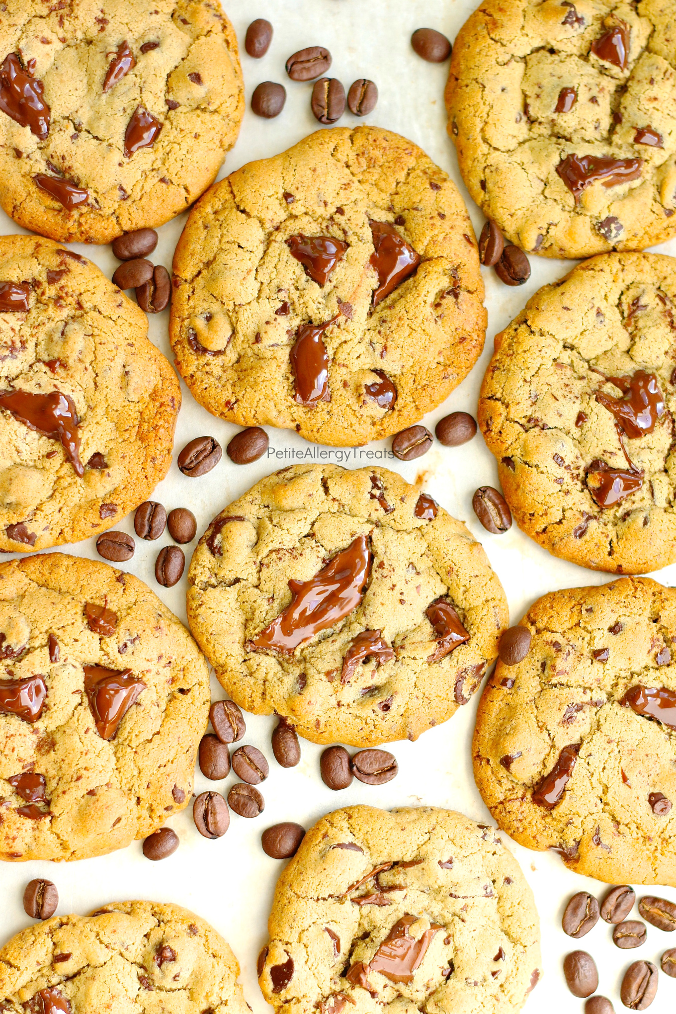 Chocolate Chip Cookies Recipe (Gluten Free Vegan Dairy Free)- Gooey egg free vegan espresso chocolate chip cookies! Dairy Free sweet cookies!