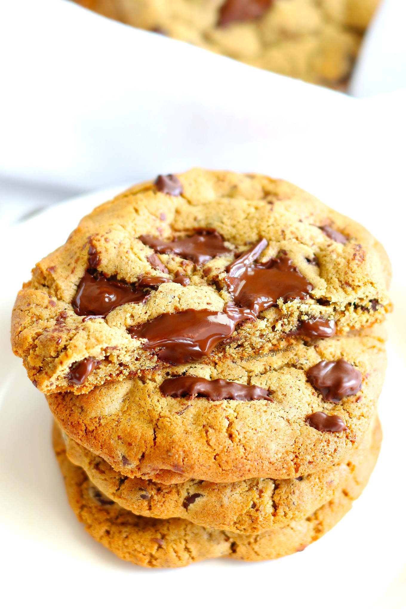 Gluten Free Vegan Espresso Chocolate Chip Cookies Recipe- Gooey egg free chocolate chip cookies! Dairy Free sweet cookies!