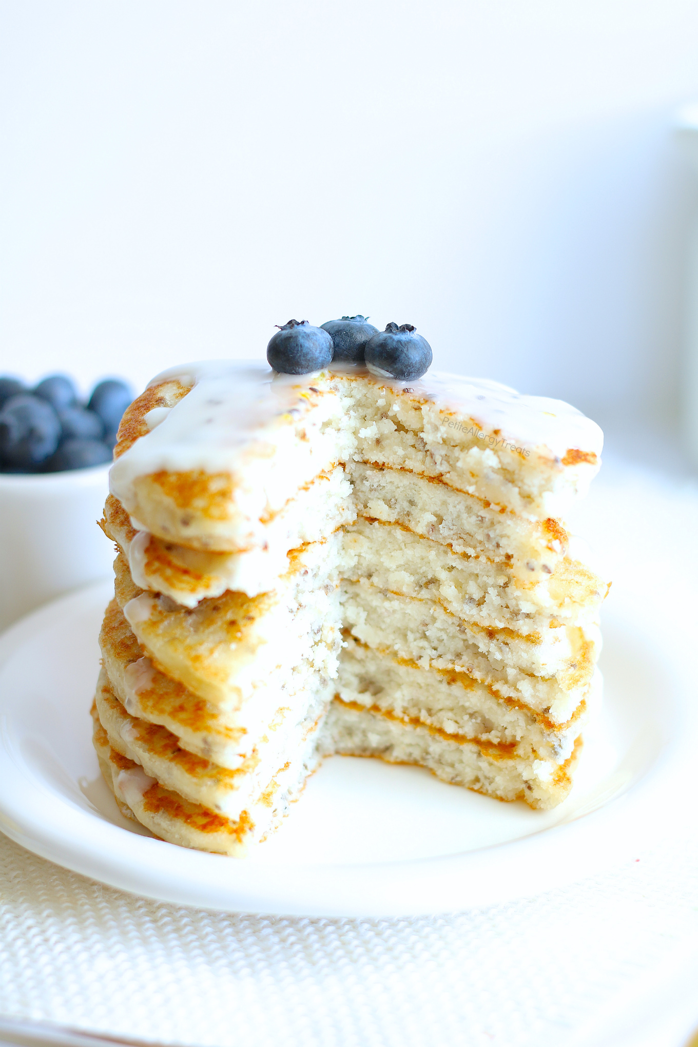 Gluten Free Lemon Pancakes (gluten free dairy free Vegan) recipe- Easy gluten free lemon chia pancakes, like lemon poppy seed pancakes but better. Super food allergy friendly too-egg free, dairy free and nut free. #glutenfree #dairyfree #eggfree